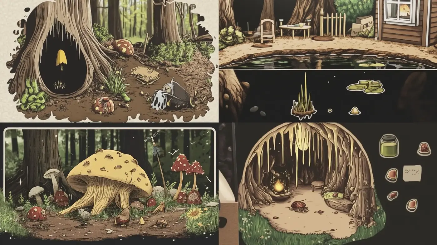 Enchanted Forest Whimsy: A Fusion of Cozy Elements and Rustic Charm - Midjourney sref style