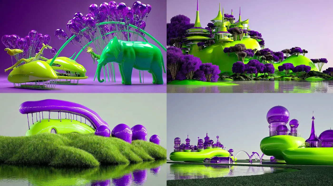 Futuristic Organic Landscapes with a Playful Aesthetic - Midjourney sref style