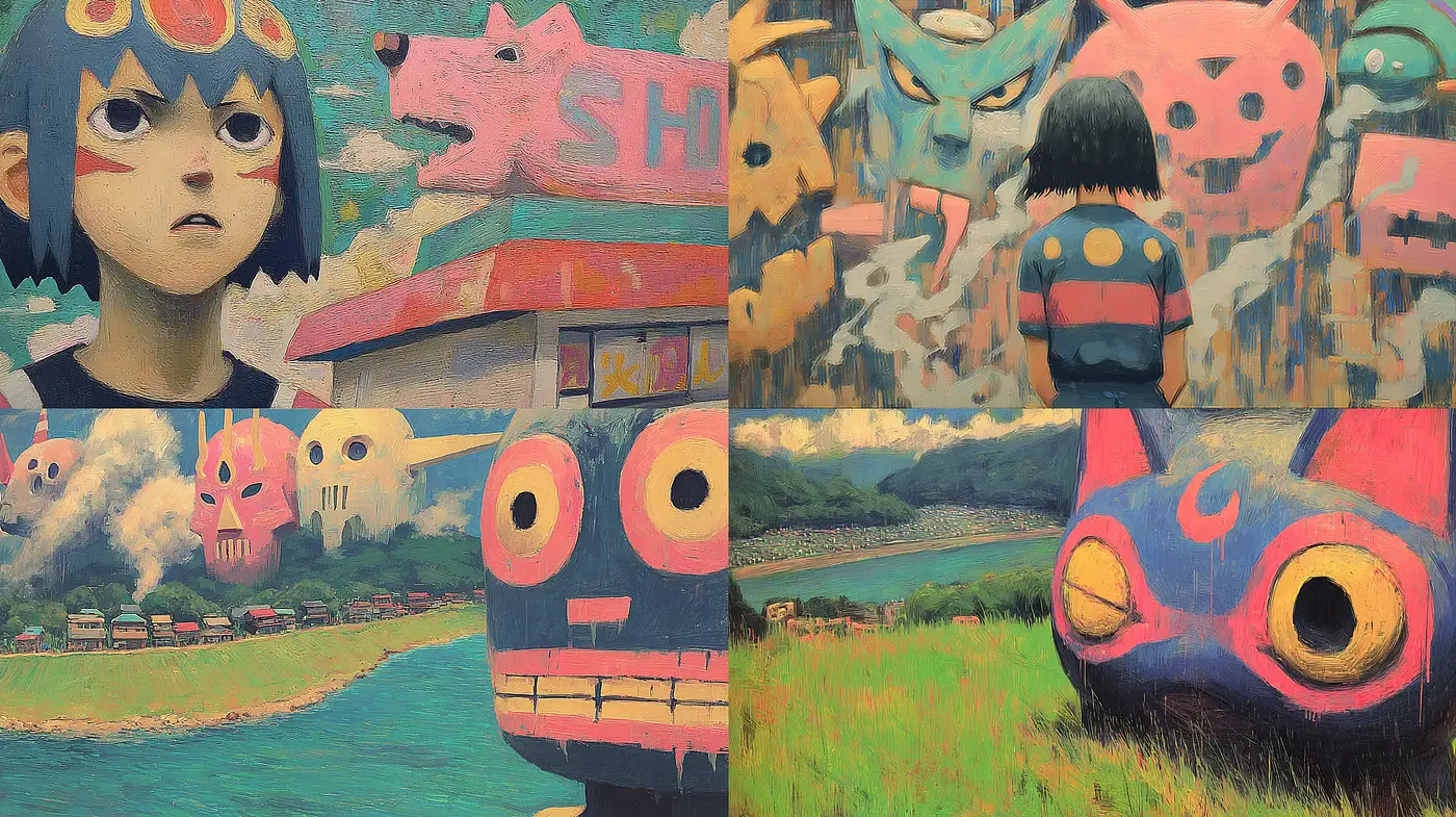 Whimsical yet introspective style influenced by contemporary animation - Midjourney sref style