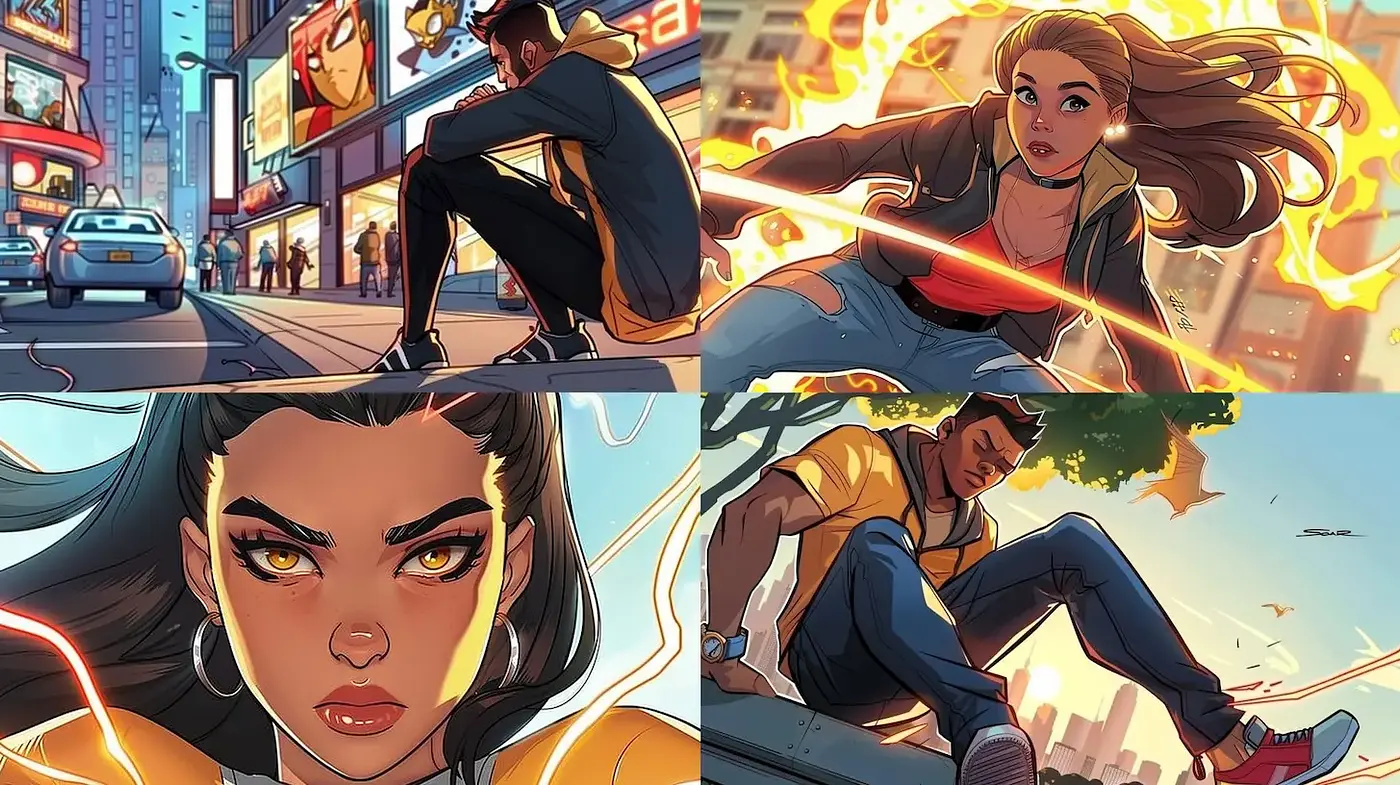 Dynamic Contemporary Comic Style with Urban Influences - Midjourney sref style