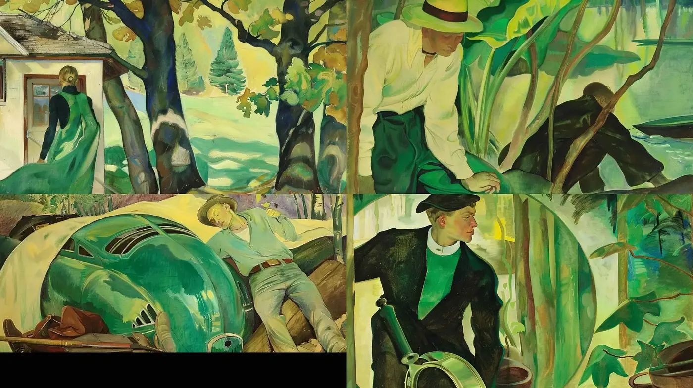 Consistently Stylized Pastoral Imagery with Expressive Brushwork and Earthy Tones - Midjourney sref style