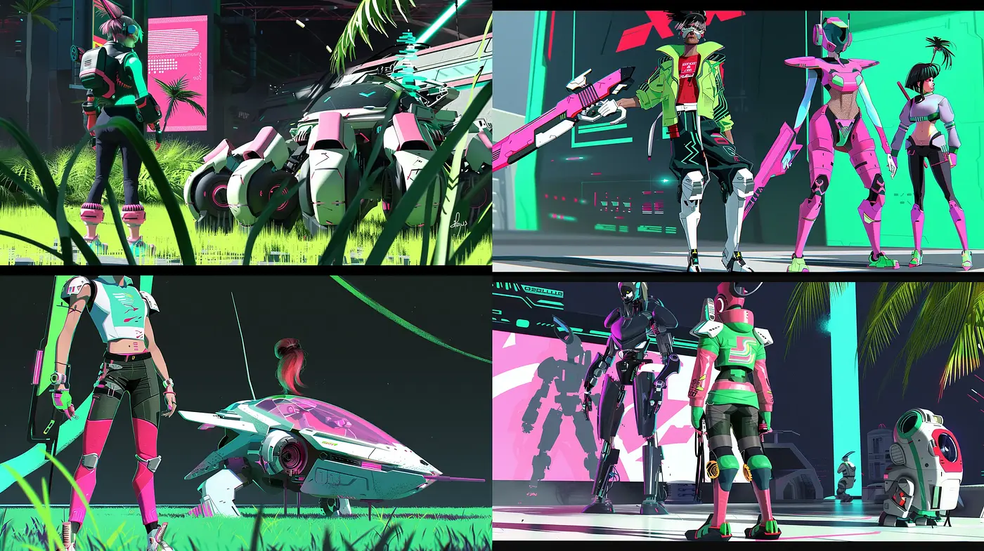 Futuristic Neon Cyberpunk Aesthetic with Consistent Chromatic Harmony - Midjourney sref style