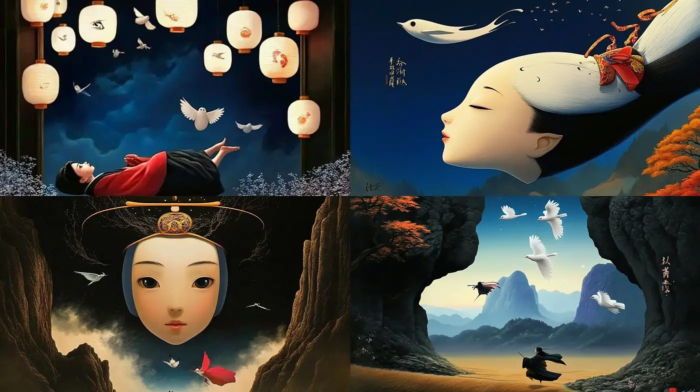 Ethereal Dreamscapes with Eastern Artistic Harmony - Midjourney sref style