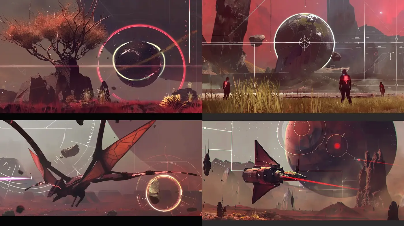 Futuristic Sci-Fi Vistas with Surreal Overtones - Midjourney sref style