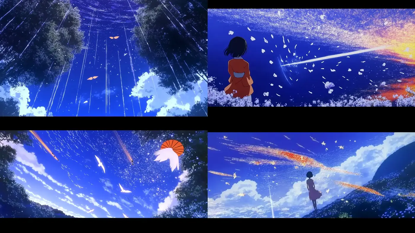 Ethereal Twilight Dreamscape with Vibrant Hues and Streaked Sky Aesthetics - Midjourney sref style