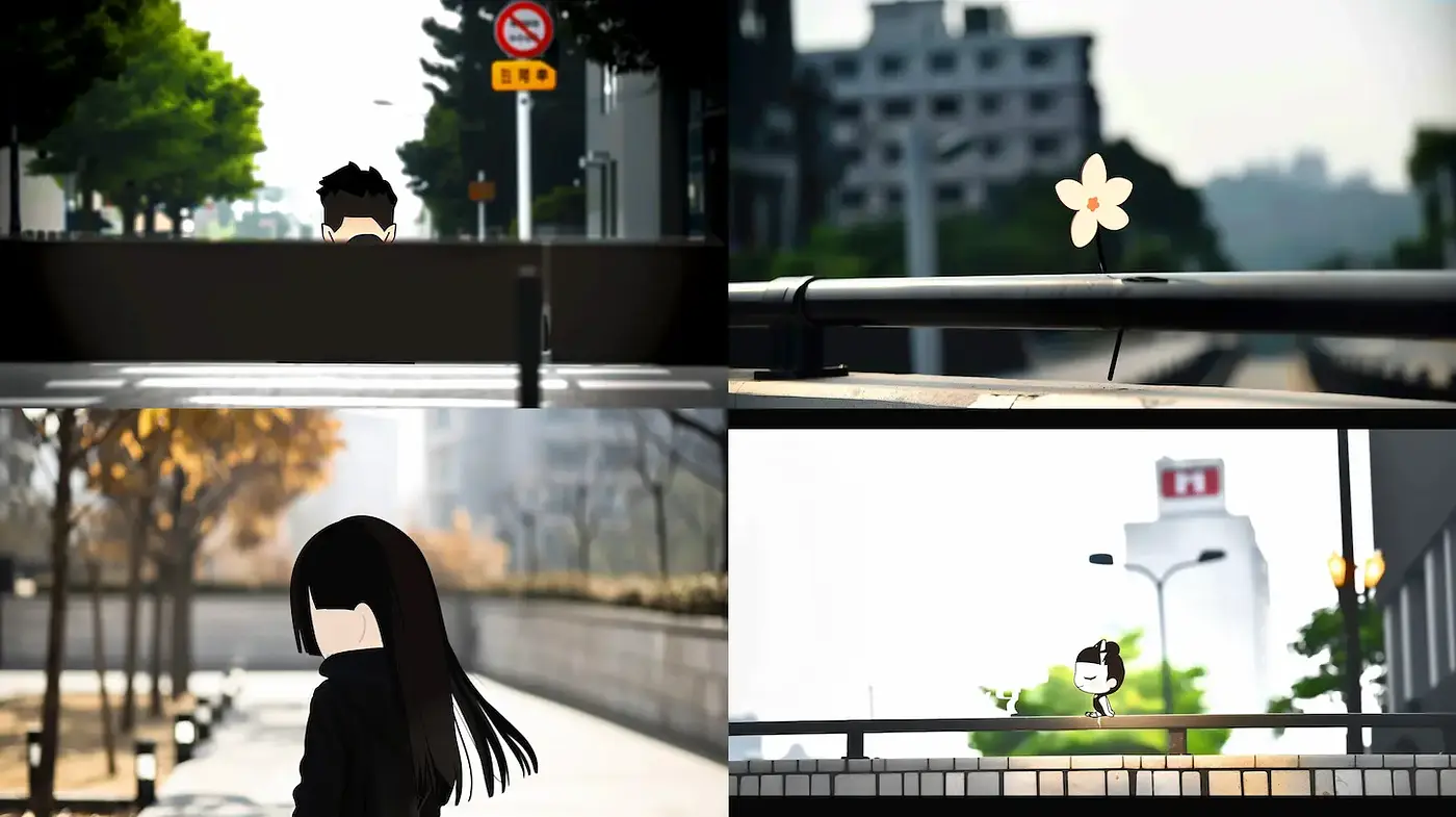 Modern minimalist artwork with a touch of whimsy and urban influences - Midjourney sref style
