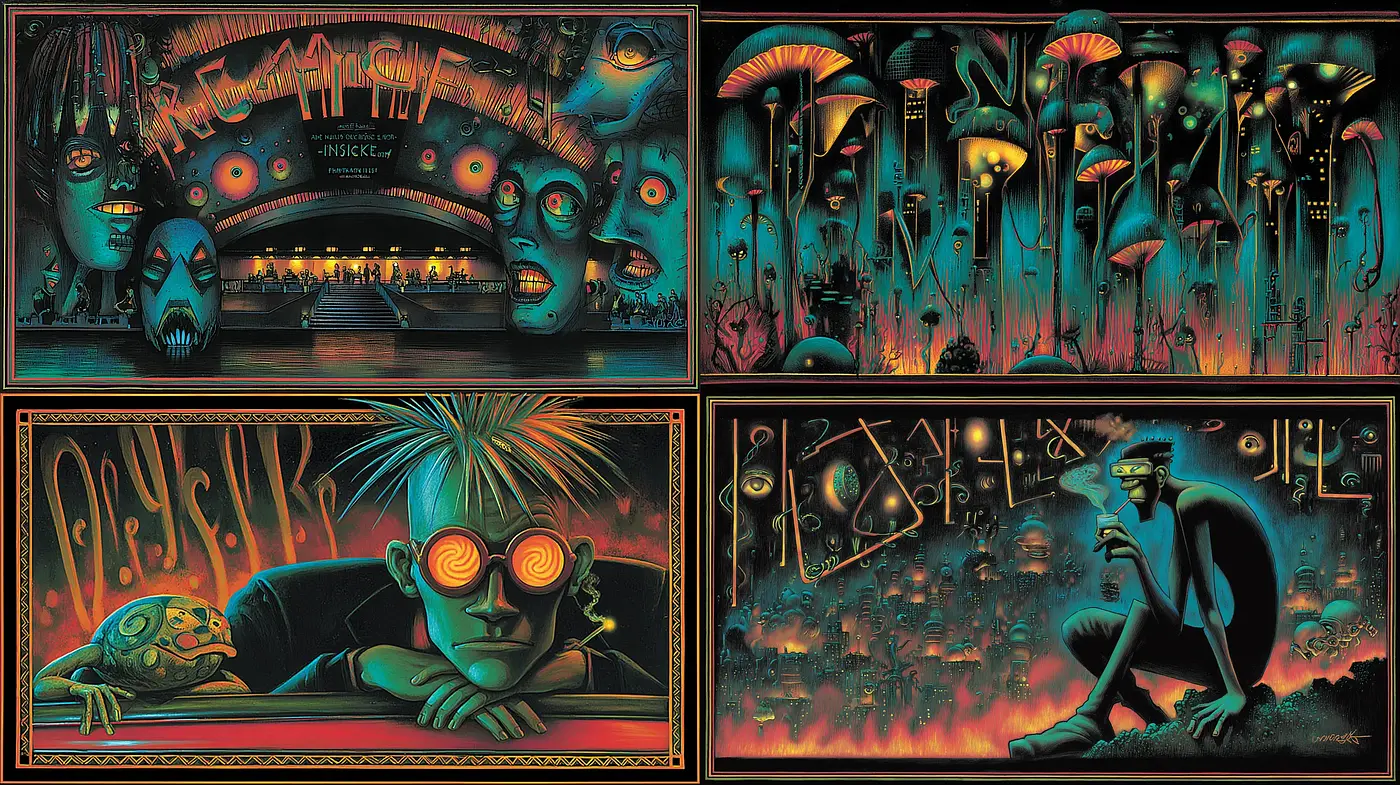 Vibrant Retro-Futurism with Surreal Undertones - Midjourney sref style
