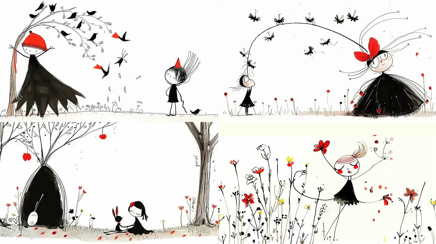 Whimsical Illustrations of Enchanted Childhood Tales - Midjourney sref style