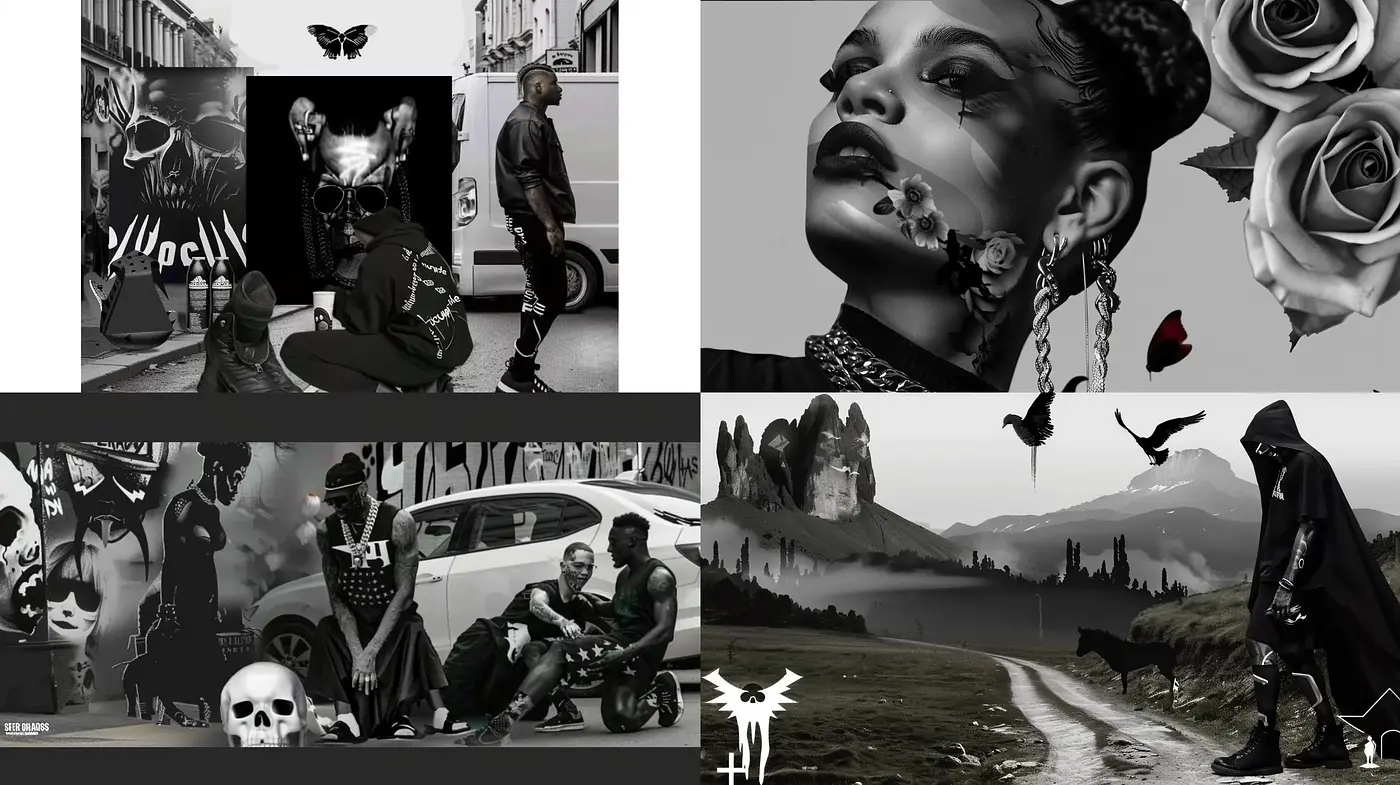 Monochrome Elegance in Surreal and Contemporary Fusion - Midjourney sref style