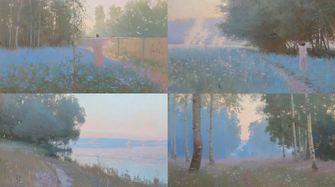Tranquil Dusk: A Homage to Twilight Serenity and Impressionist Sensibilities - Midjourney sref style