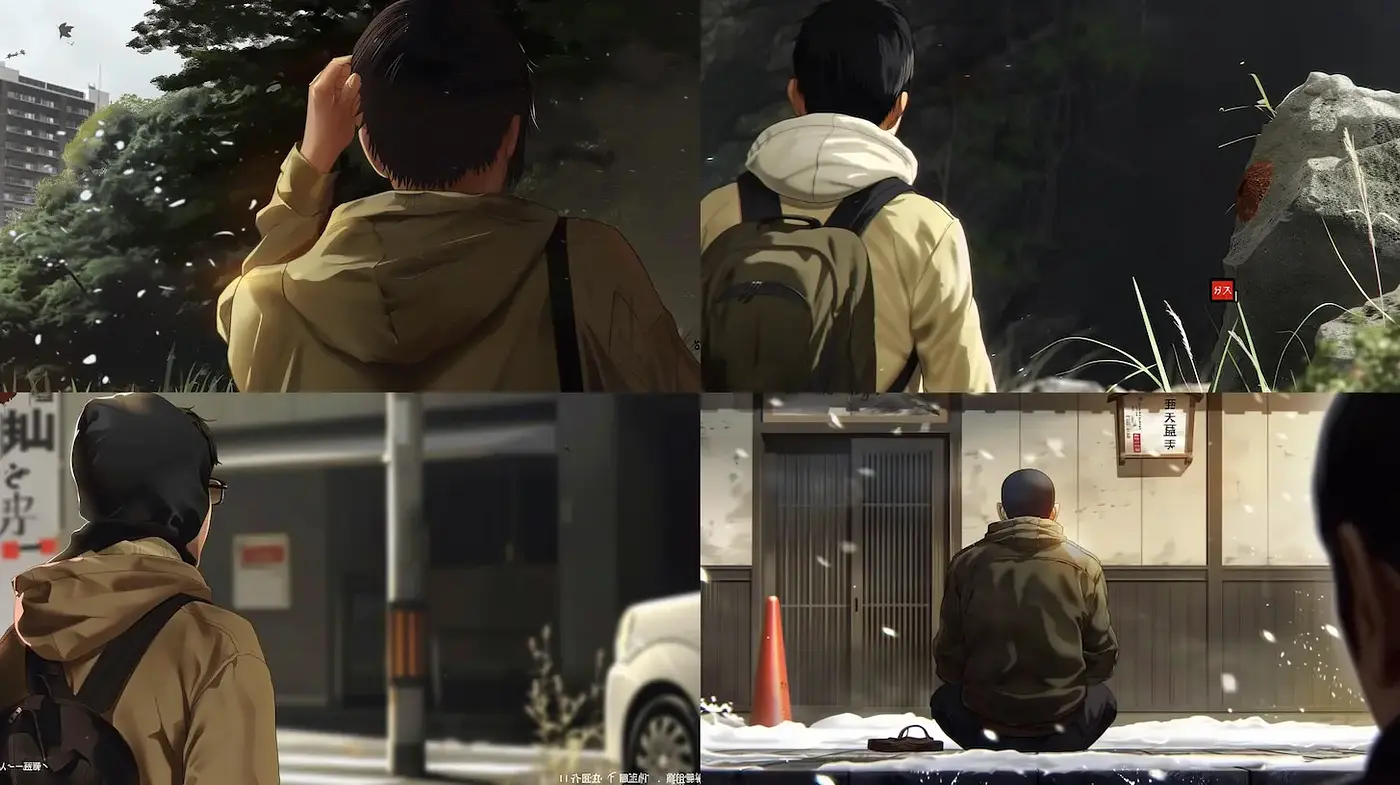 Silent Contemplation in a Modern Urban Landscape - Midjourney sref style