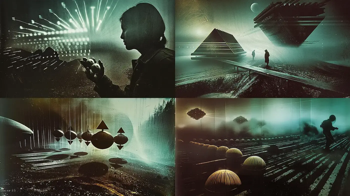 Futuristic Surrealism with a Touch of Nostalgia - Midjourney sref style