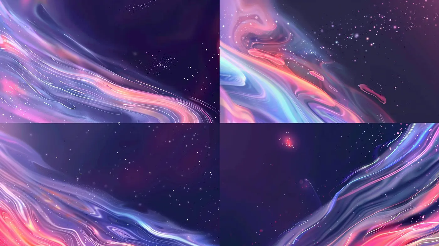 Celestial Whirl: A Homage to Cosmic Fluidity and Stardust Sprinkles - Midjourney sref style
