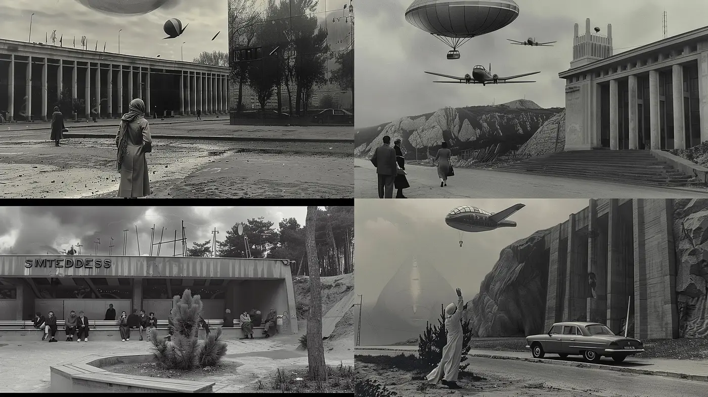 Retrofuturistic Elegance with Desaturated Hues - Midjourney sref style