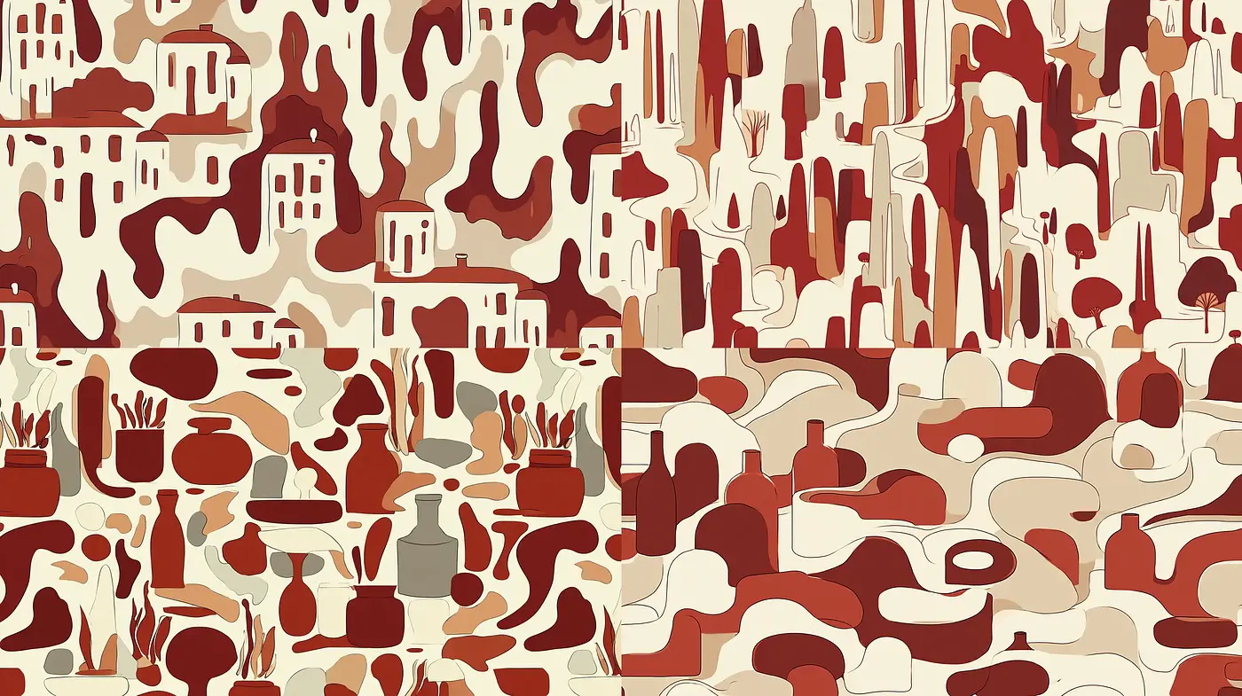 Abstract Bold Composition with Earthy Tones and Organic Shapes - Midjourney sref style