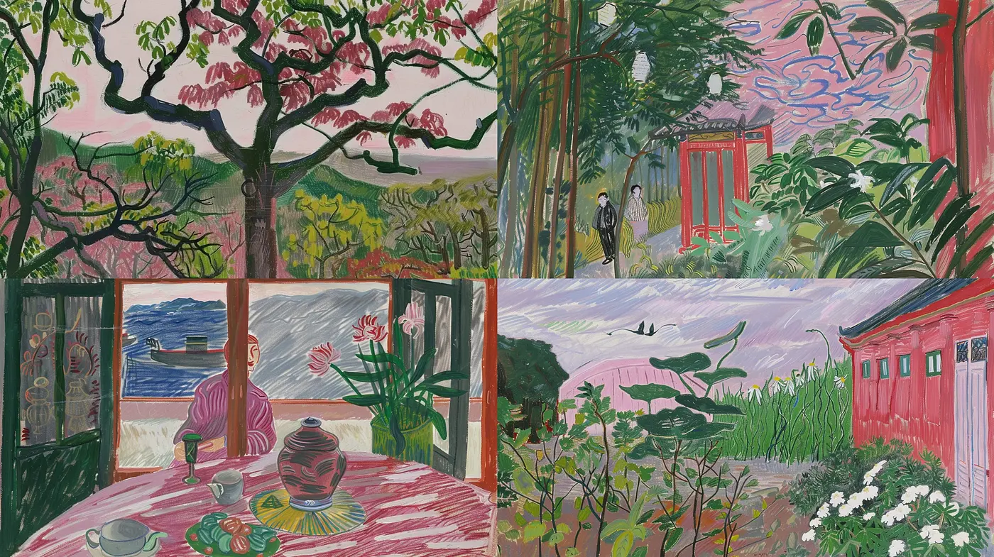 Lively Expressive Brushwork with a Pastoral Color Fusion - Midjourney sref style