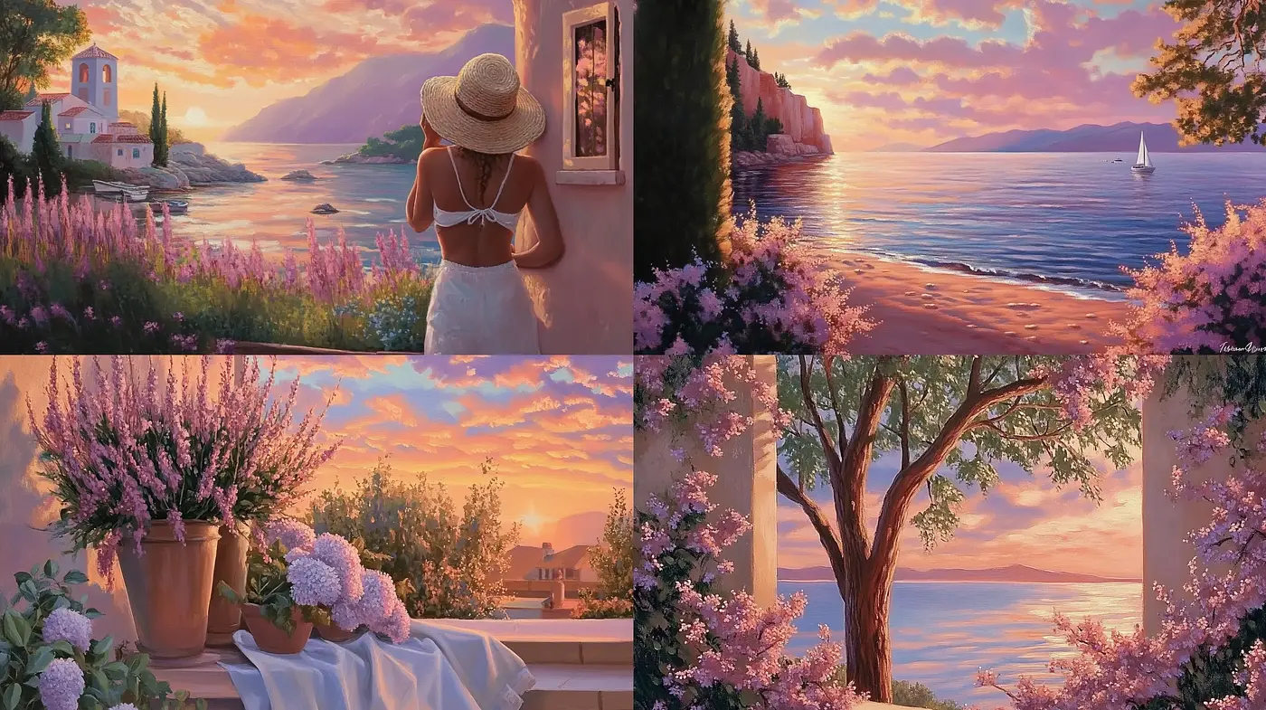 Serene Twilight Ambiance with Pastel Hues - Midjourney sref style