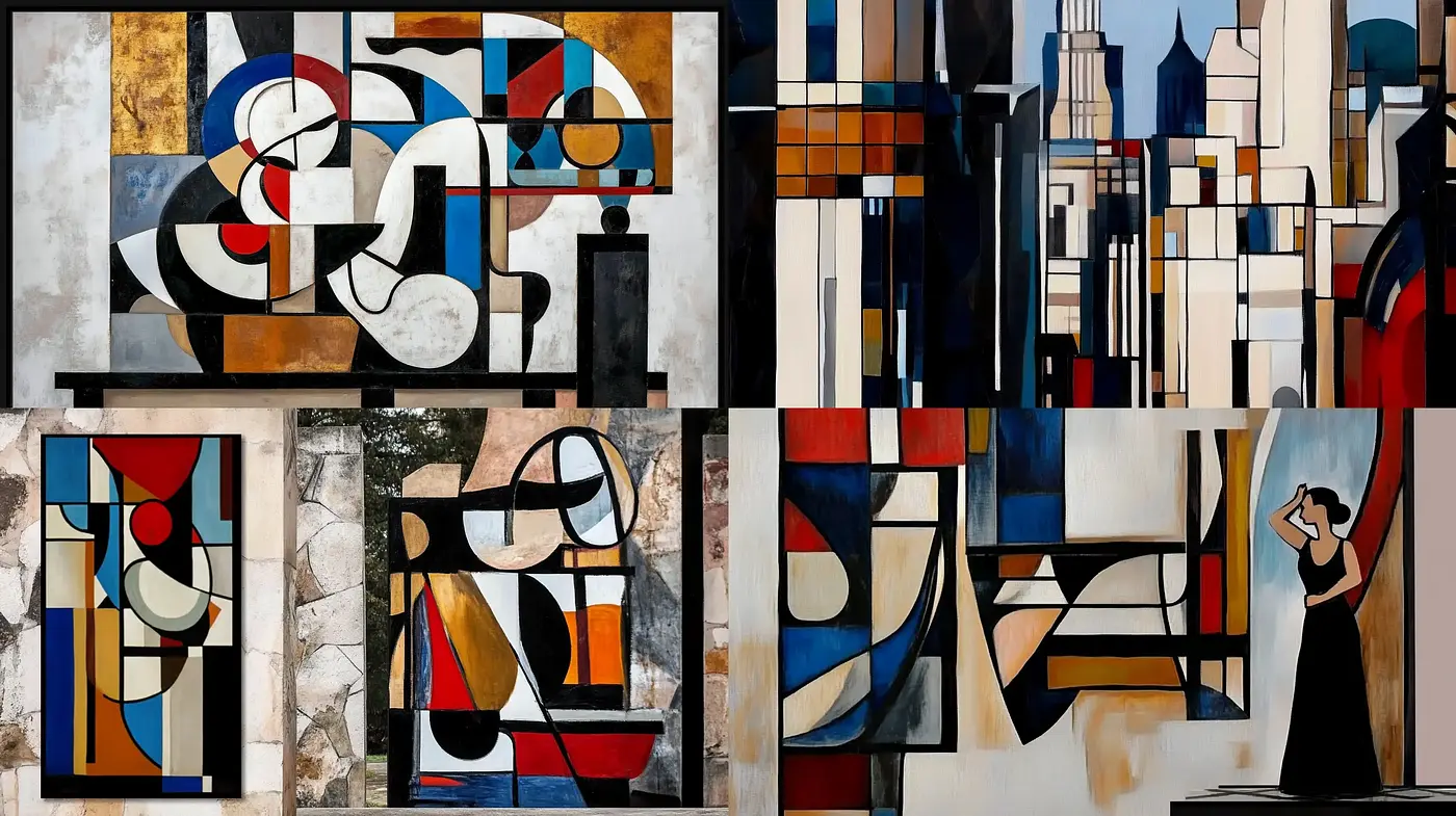 Geometric Fusion: Abstract Forms and Urban Contours - Midjourney sref style