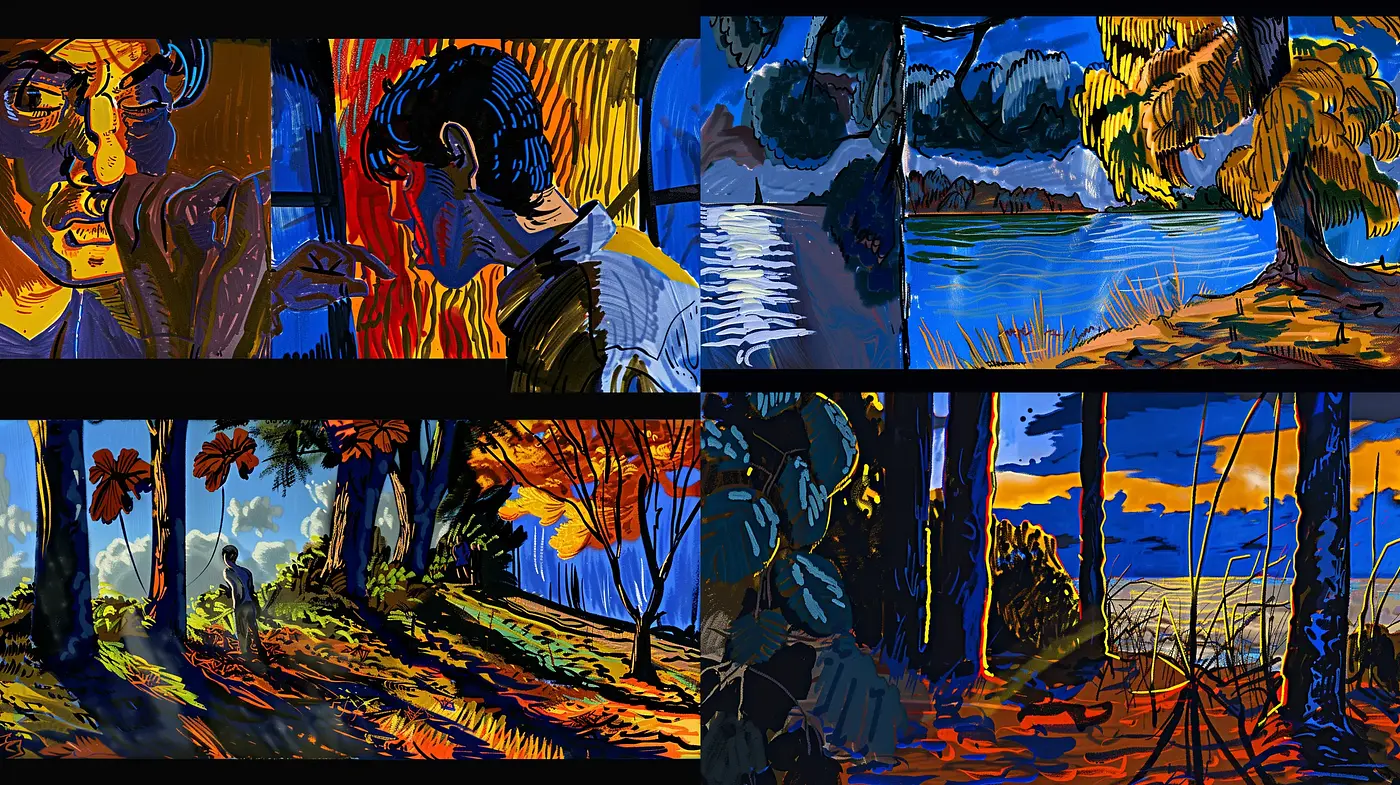 Vibrant Expressionist Nightscapes: An Homage to Van Gogh's Energetic Brushwork and Rich Palette - Midjourney sref style