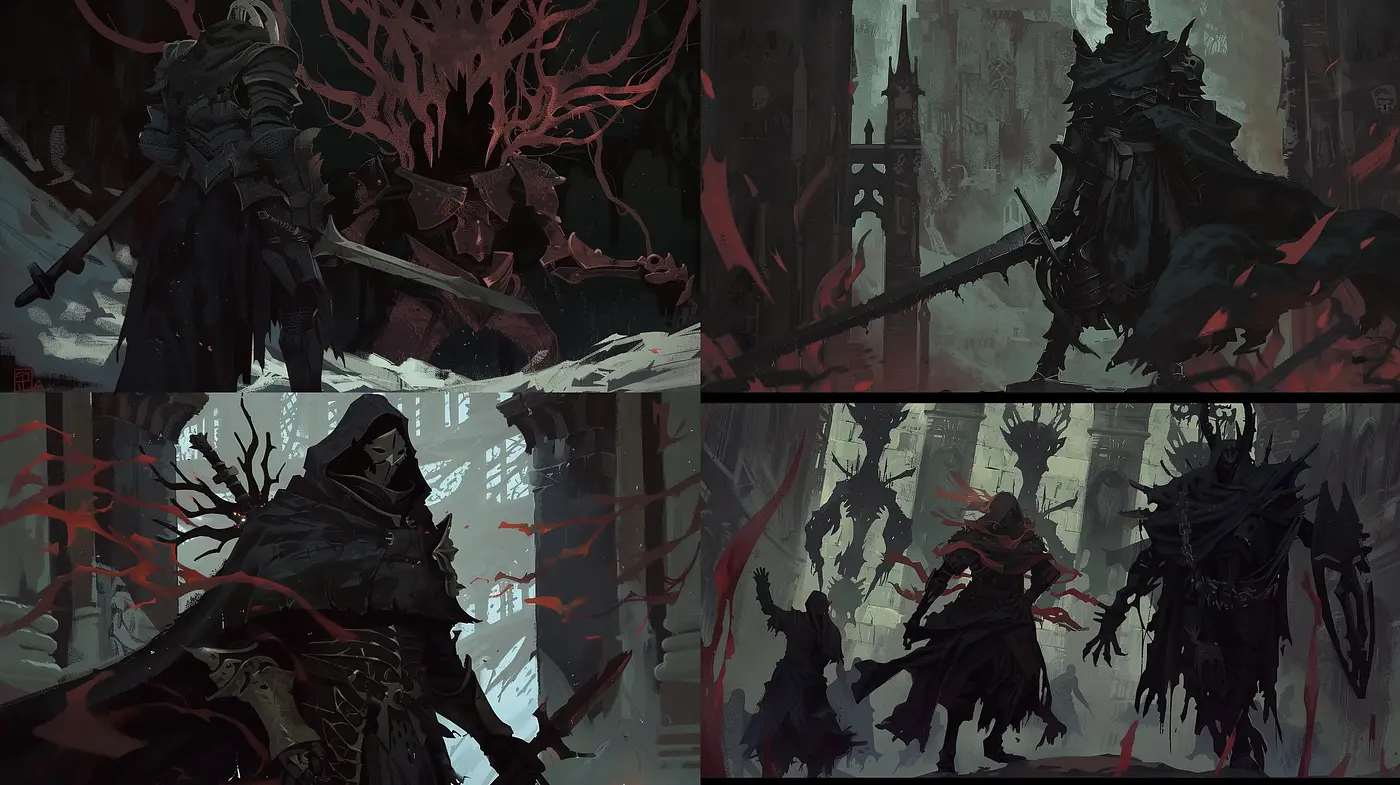 Ethereal Gothic Fantasy: A Dark and Atmospheric Artistic Rendering - Midjourney sref style