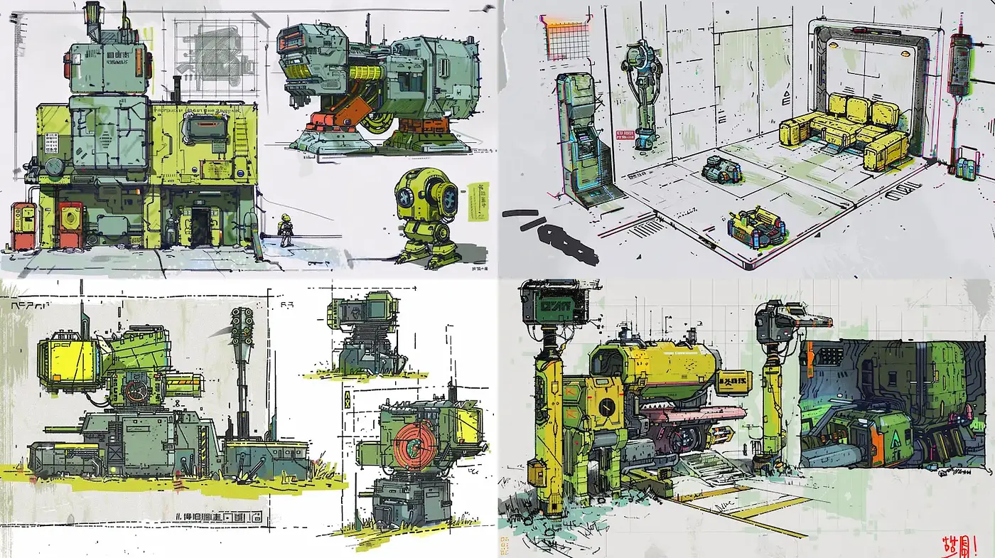 Distinctive Industrial-Aesthetic Style with Emphasis on Mechanical Form - Midjourney sref style