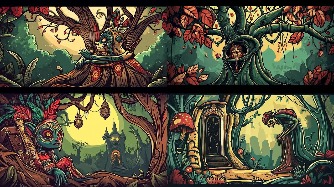 Enchanted Forest Whimsy: A Vivid Tale in Strokes and Hues - Midjourney sref style