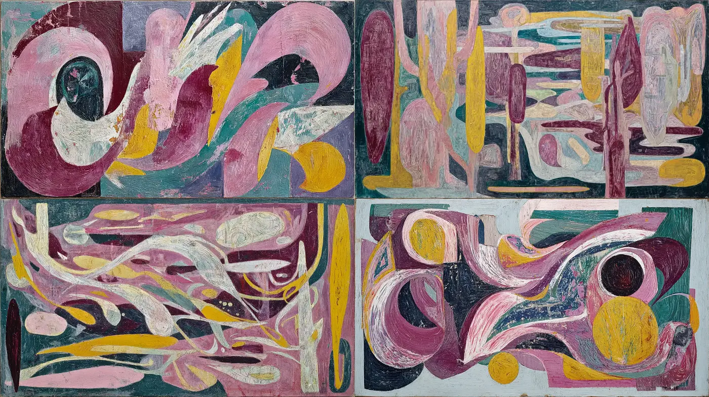 Abstract Expressionism with a Playful, Organic Feel - Midjourney sref style