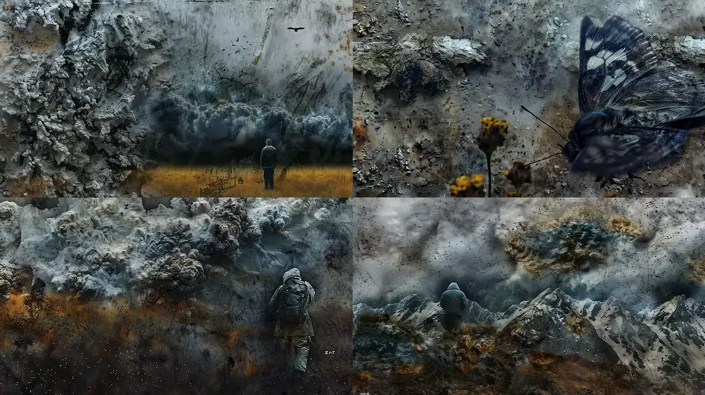 Ephemeral Echoes of Nature's Sombre Palette - Midjourney sref style
