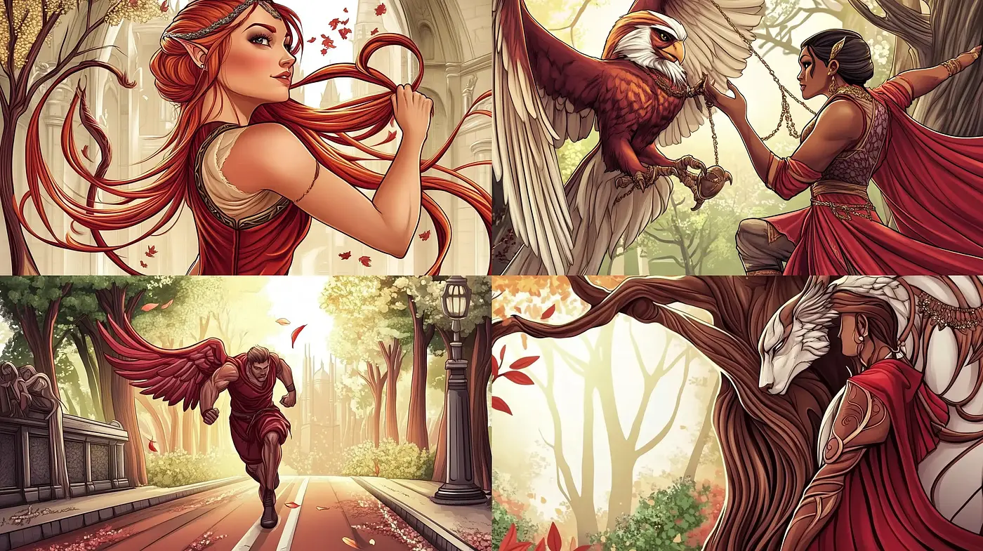 Autumn Radiance in Enchanted Realms: A Fusion of Digital Artistry and Storybook Flair - Midjourney sref style