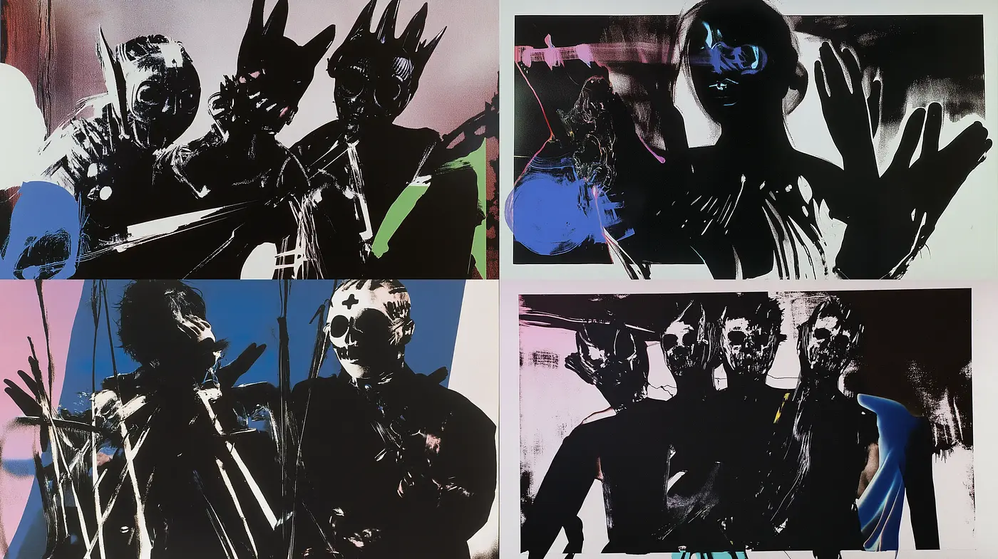 Abstract Expressionist Fusion with Pop Art Overtones - Midjourney sref style