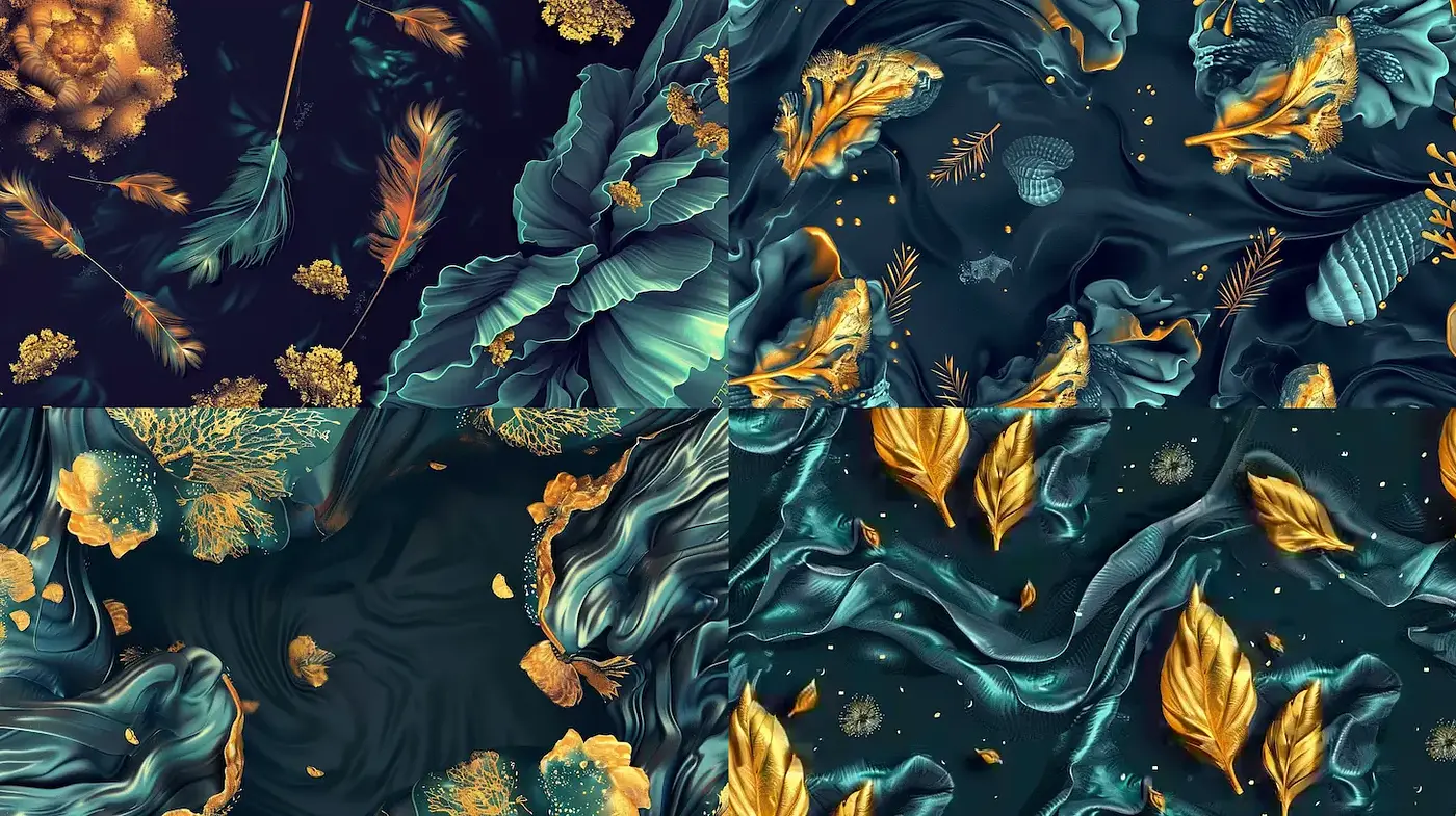 Elegant Floral Designs with Rich Textures and a Touch of Gold - Midjourney sref style
