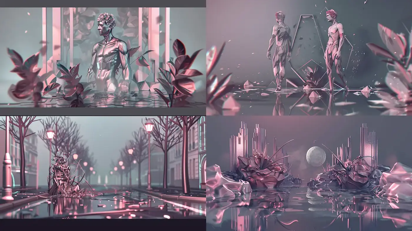Surrealistic Exploration of Classical Beauty and Nature Through a Minimalist Lens - Midjourney sref style