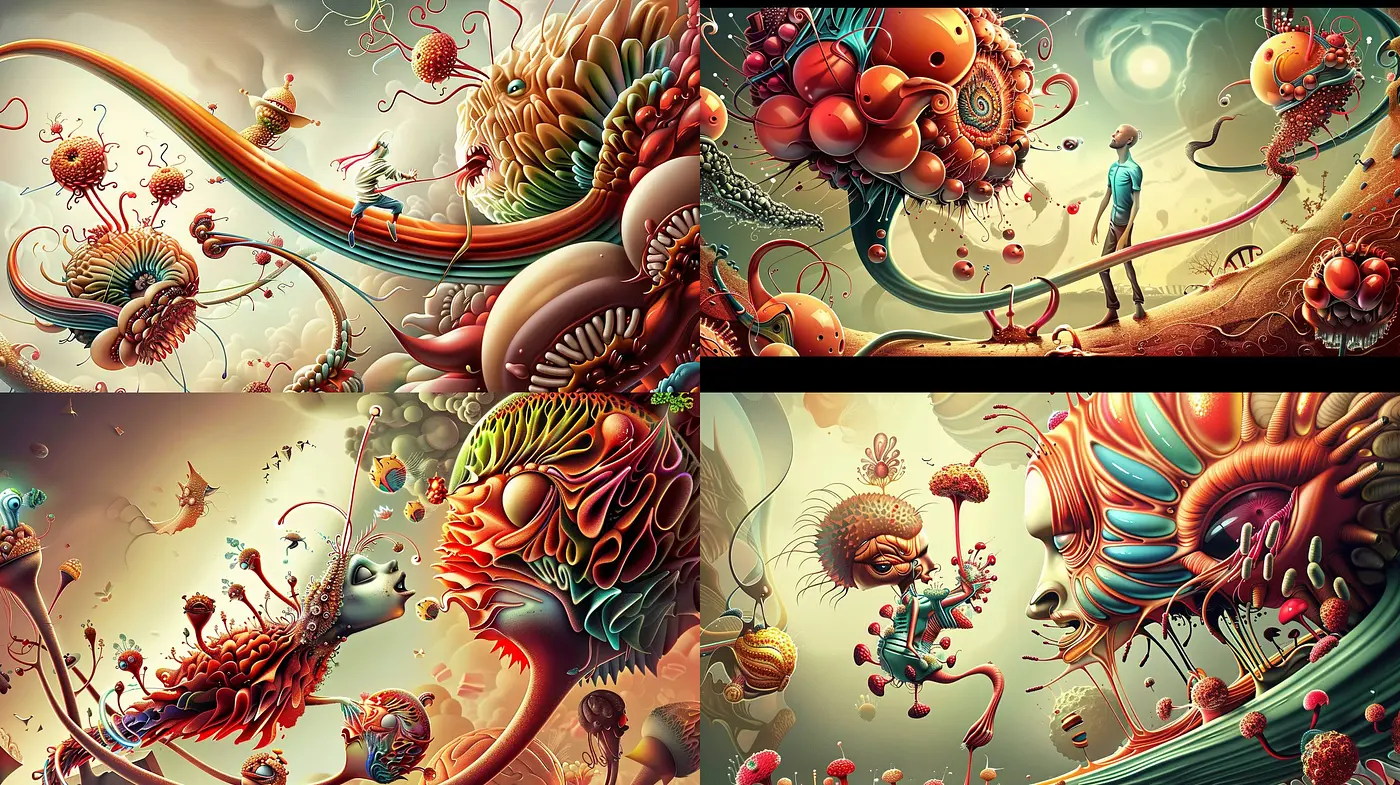 Surreal Organic Dreamscape with Earthy and Vibrant Hues - Midjourney sref style