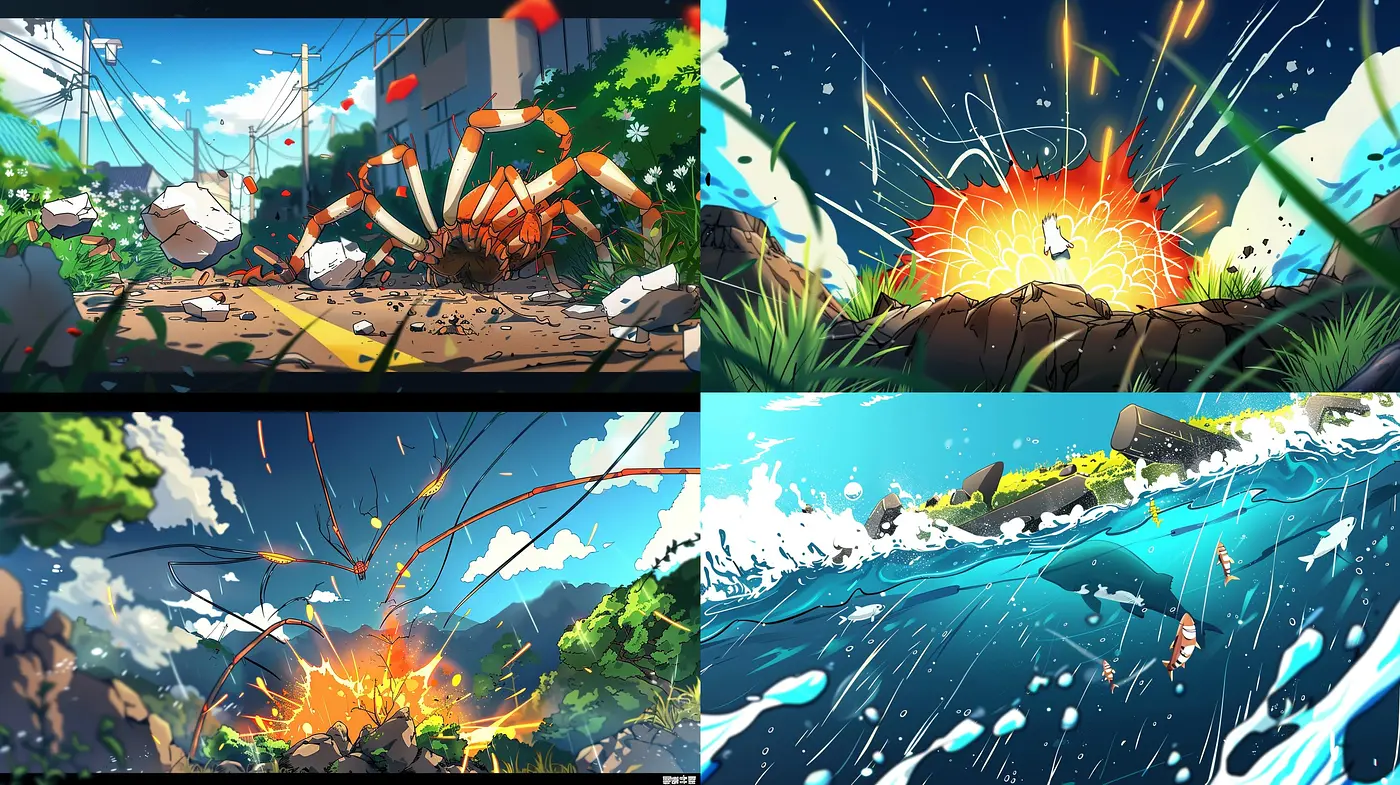 Dynamic Anime-Inspired Environmental Art with a Vivid and Energetic Color Palette - Midjourney sref style