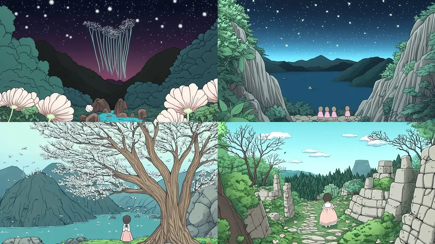 Whimsical Serenity in Pastel Hues – A Panoramic Dreamscape - Midjourney sref style