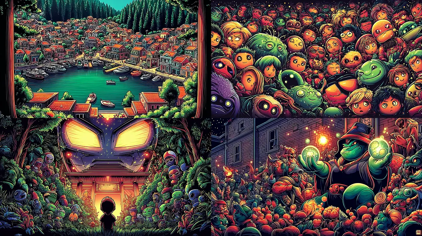 Vibrant and Whimsical Cartoonish Style with Lush Detail - Midjourney sref style
