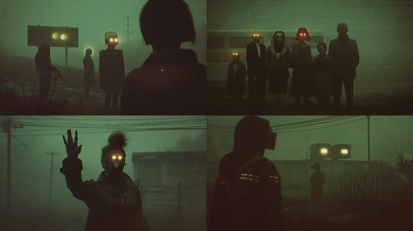 Eerie Dystopian Haze: A Homage to Surreal and Cinematic Post-Apocalyptic Vision - Midjourney sref style