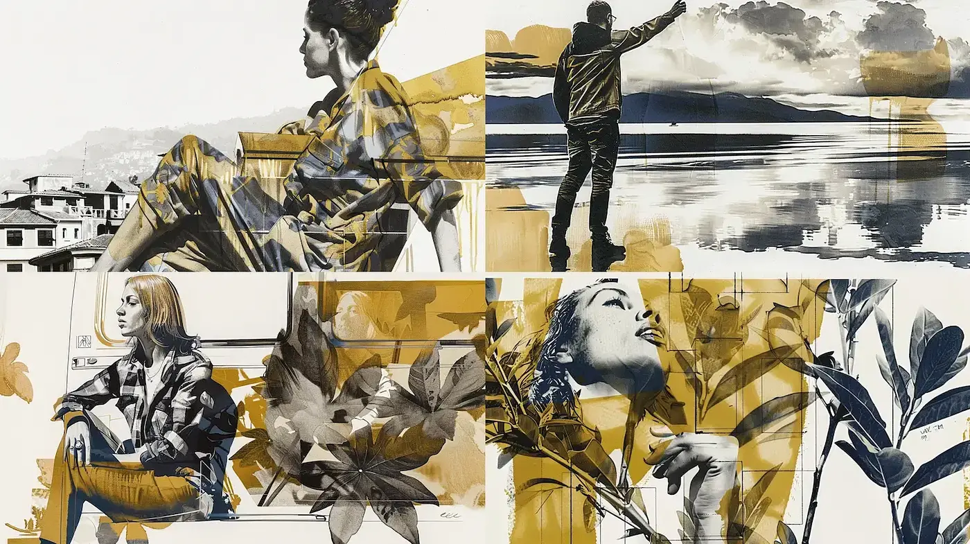 Evocative modern artistry blending realism and abstraction with a nostalgic touch - Midjourney sref style