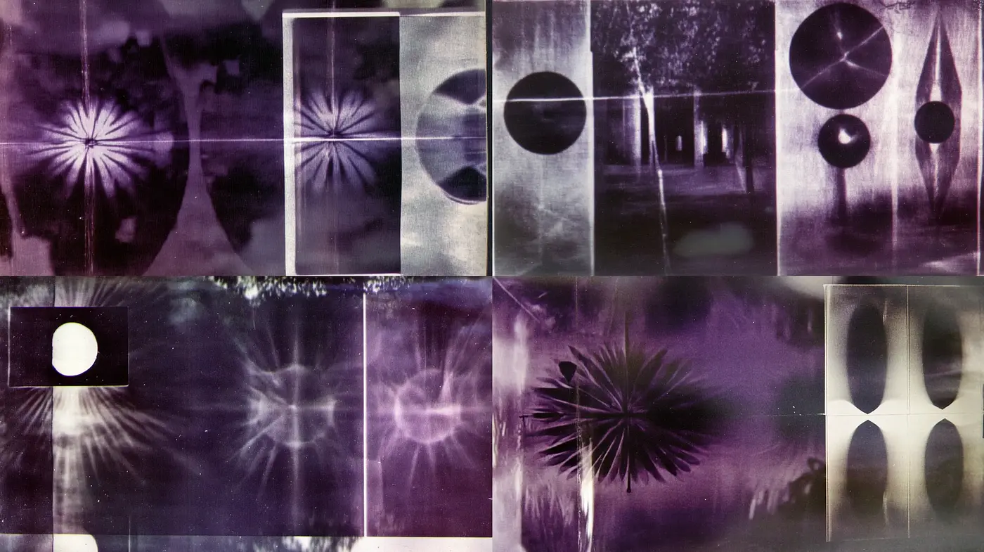 Ethereal Luminescence: A Harmony of Purple Hues and Abstract Forms - Midjourney sref style