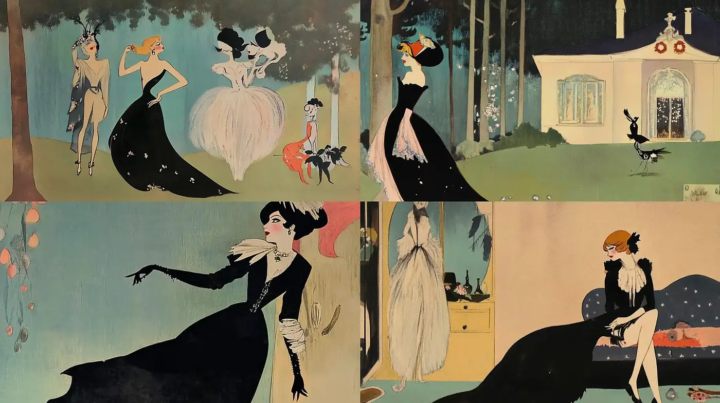 Elegant Art Nouveau Fusion with Stylized Elegance and Muted Vintage Tones - Midjourney sref style