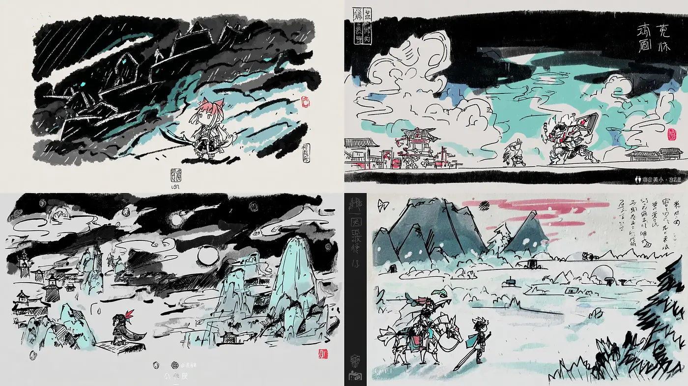 Dynamic and Bold Ink Illustrations with a Playful Mood - Midjourney sref style