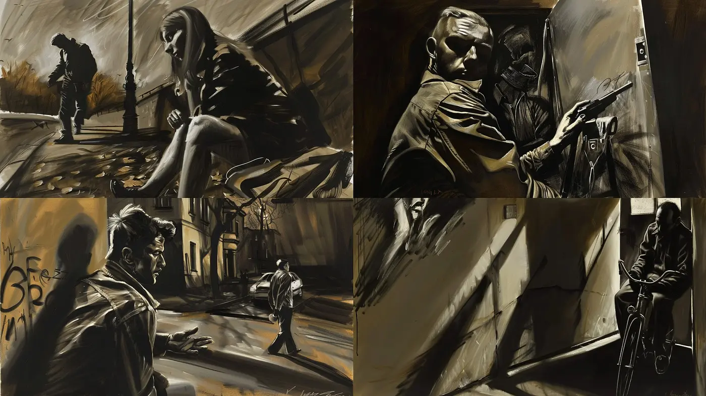 Monochromatic Melancholy: A Study in Sepia-Toned Expressionism - Midjourney sref style