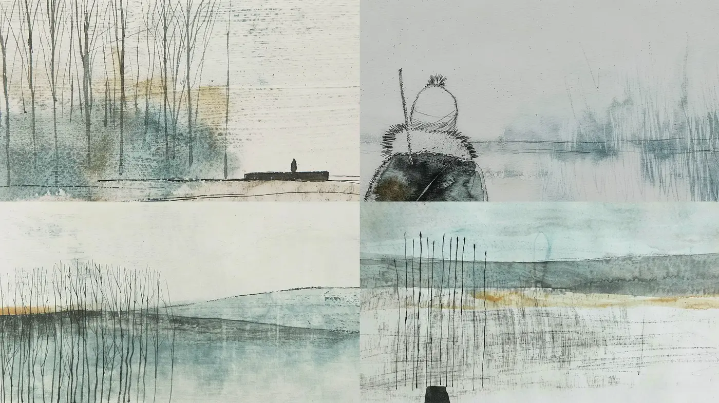 Ethereal Aquatic Whisper: A Study in Washed Ink and Watercolor Techniques - Midjourney sref style