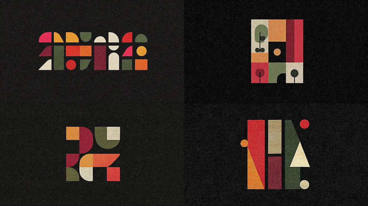 Bold Geometric Shapes with an Earthy Color Palette and a Modern Aesthetic - Midjourney sref style