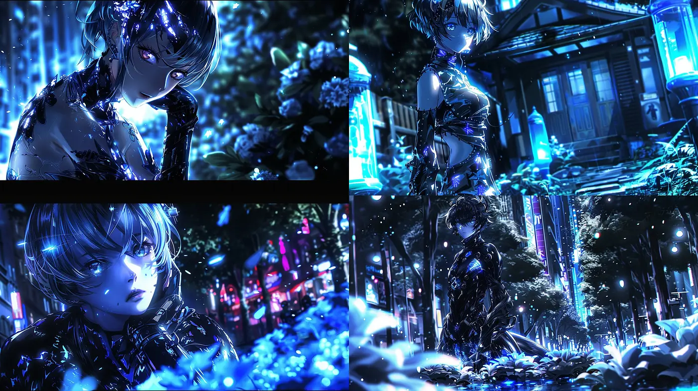 Luminous Cyber Nocturne: An Illuminated Dreamscape of Digital Artistry - Midjourney sref style