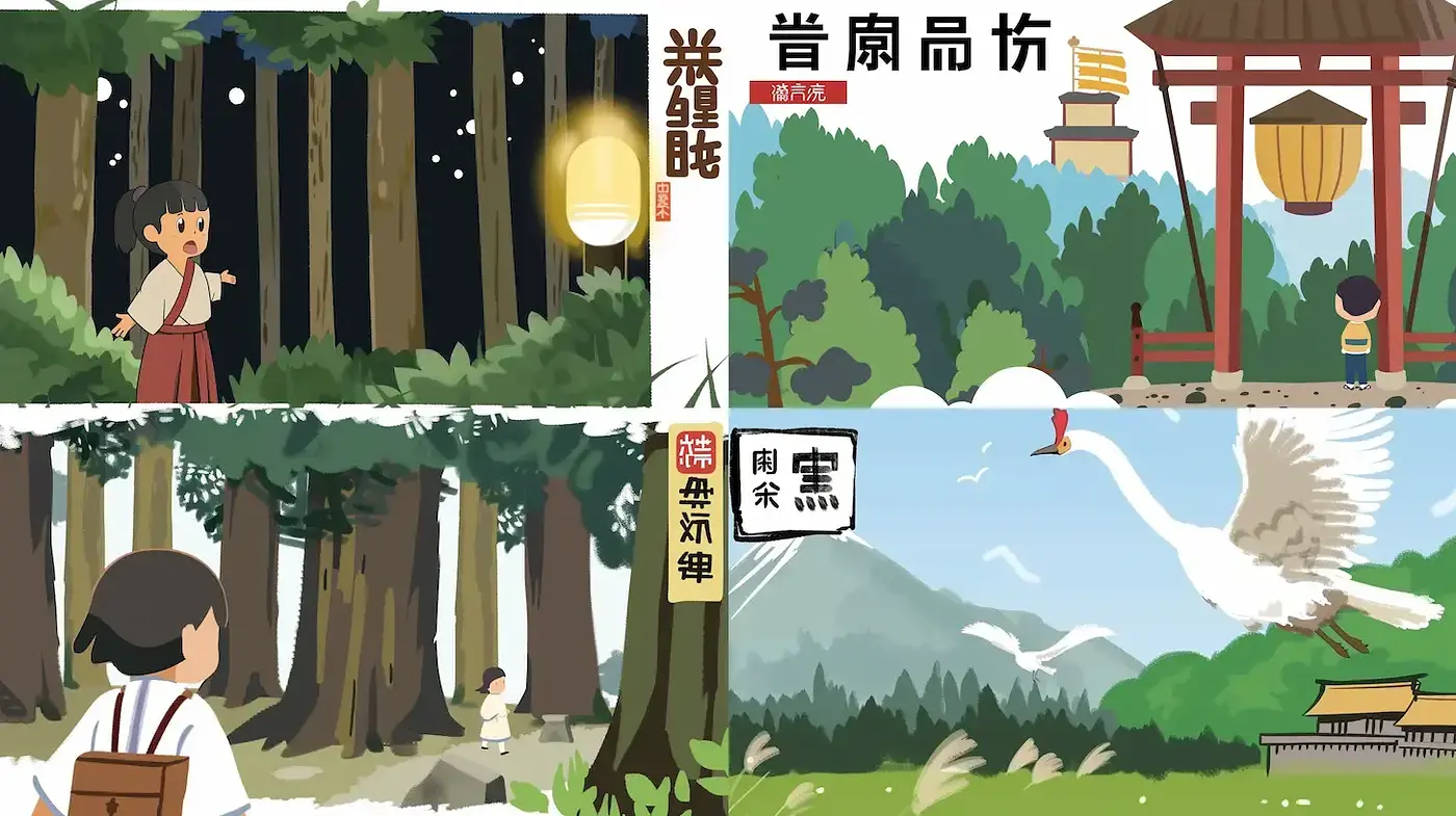 Whimsical and Serene Animated Landscapes with Cultural Influence - Midjourney sref style