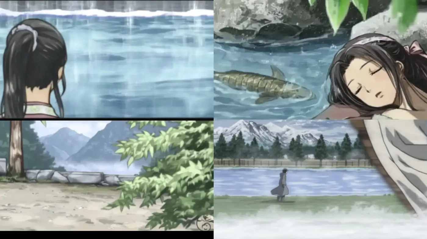 Serene Watercolor Sceneries with Subtle Anime Essence - Midjourney sref style