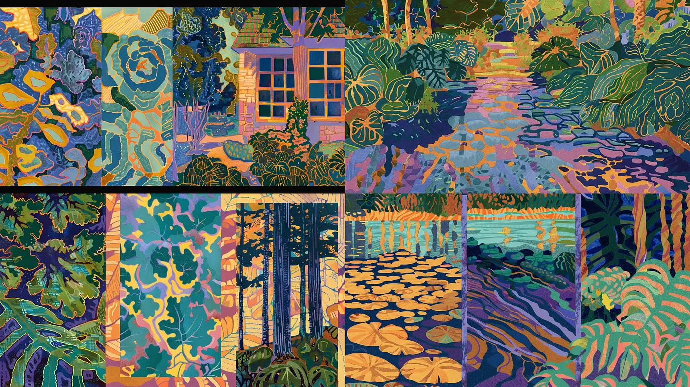 Vibrant Botanical Dreamscapes Exuding Post-Impressionist Vibrancy - Midjourney sref style