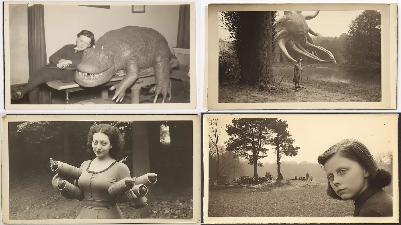 Surreal Vintage Aesthetic with Quirky Character Elements - Midjourney sref style