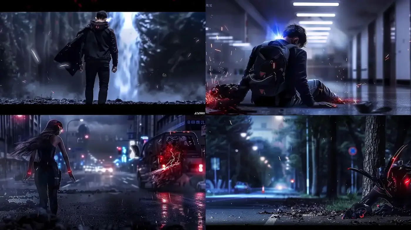 Cinematic Urban Fantasy with a Dark, Futuristic Atmosphere - Midjourney sref style